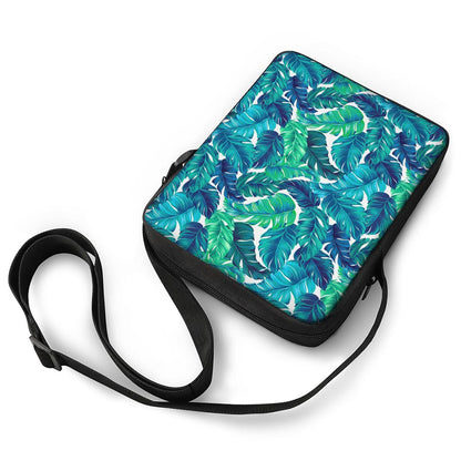 Teal Tropical Leaf Pattern Print Rectangular Crossbody Bag
