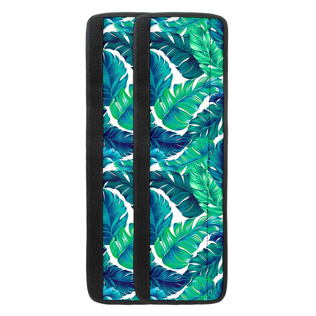 Teal Tropical Leaf Pattern Print Refrigerator Handle Covers
