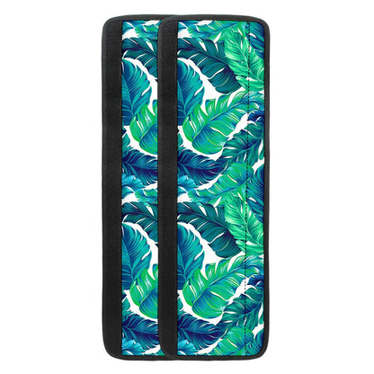 Teal Tropical Leaf Pattern Print Refrigerator Handle Covers