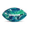 Teal Tropical Leaf Pattern Print Rugby Ball