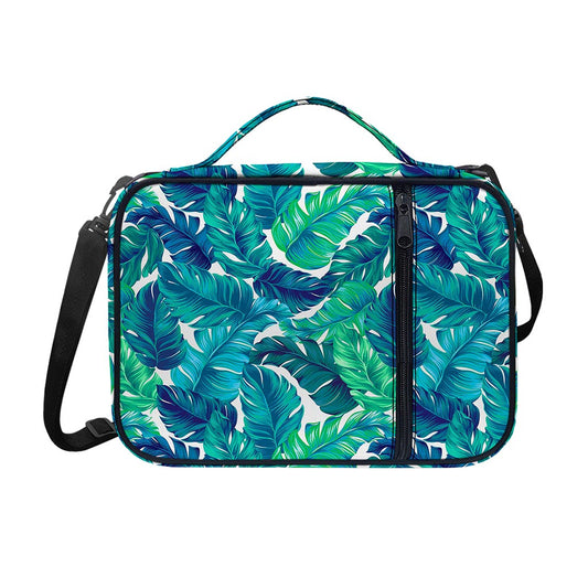 Teal Tropical Leaf Pattern Print Shoulder Strap Bible Bag