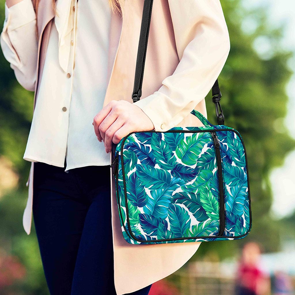 Teal Tropical Leaf Pattern Print Shoulder Strap Bible Bag