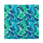 Teal Tropical Leaf Pattern Print Silk Bandana