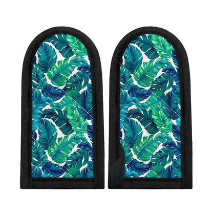 Teal Tropical Leaf Pattern Print Skillet Handle Cover
