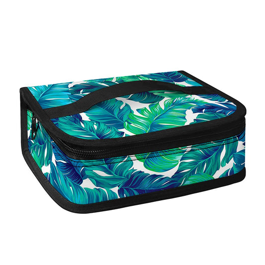 Teal Tropical Leaf Pattern Print Small Lunch Bag