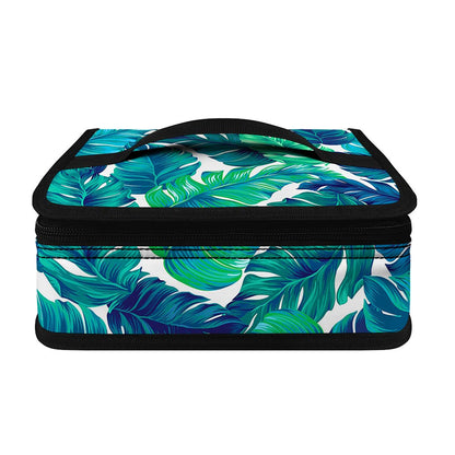 Teal Tropical Leaf Pattern Print Small Lunch Bag