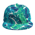 Teal Tropical Leaf Pattern Print Snapback Cap