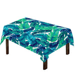 Teal Tropical Leaf Pattern Print Tablecloth