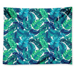 Teal Tropical Leaf Pattern Print Tapestry