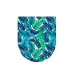 Teal Tropical Leaf Pattern Print Toilet Lid Cover