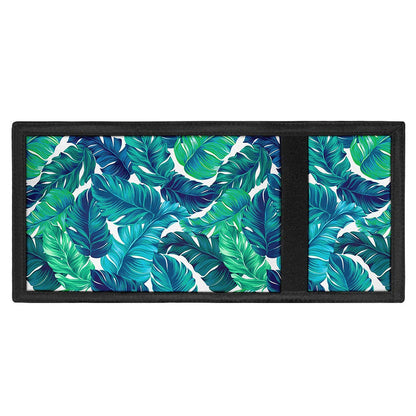 Teal Tropical Leaf Pattern Print Trifold Wallet