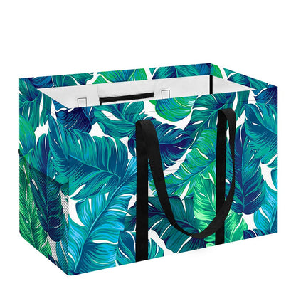 Teal Tropical Leaf Pattern Print Utility Tote Bag