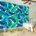 Teal Tropical Leaf Pattern Print Wall Sticker