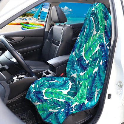Teal Tropical Leaf Pattern Print Waterproof Car Seat Cover
