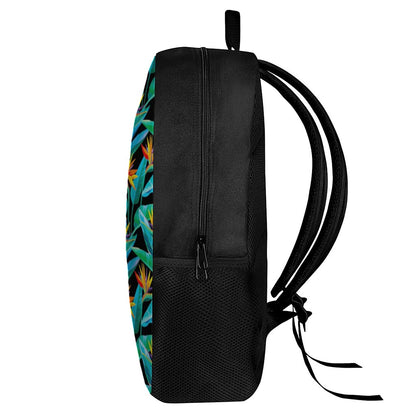Teal Tropical Pattern Print 17 Inch Backpack