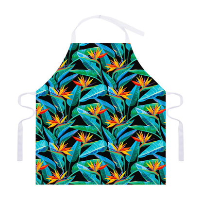 Teal Tropical Pattern Print Adjustable Apron