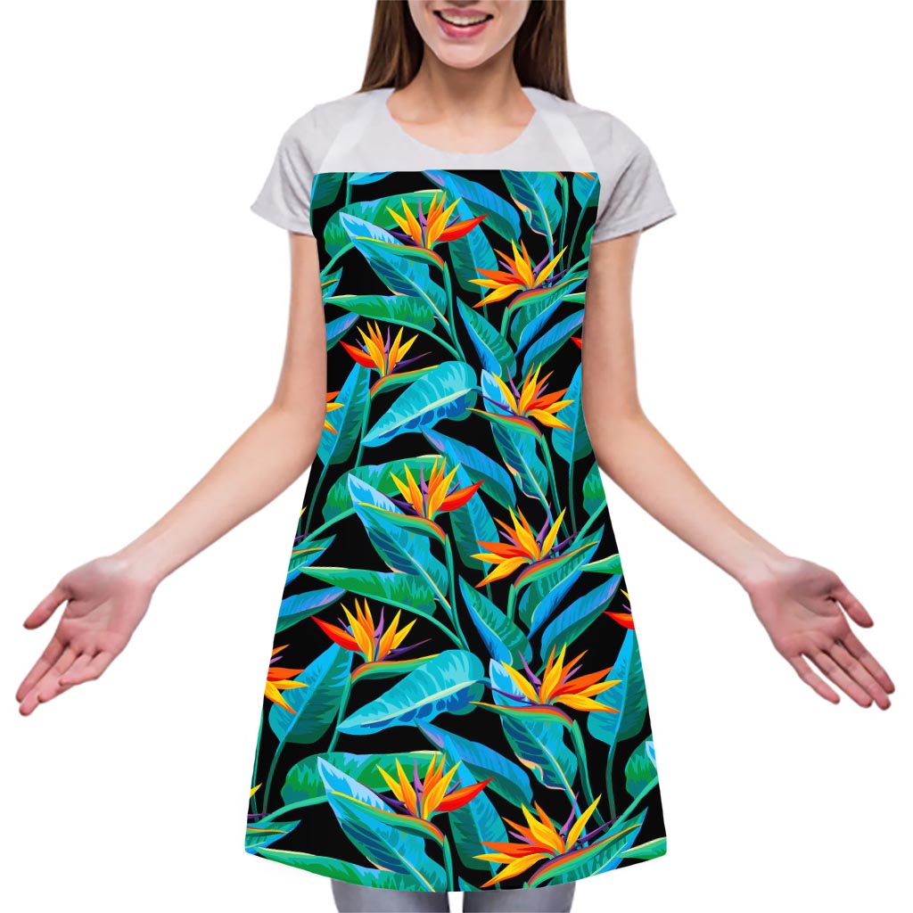 Teal Tropical Pattern Print Adjustable Apron