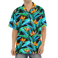 Teal Tropical Pattern Print Aloha Shirt