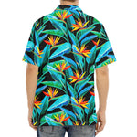 Teal Tropical Pattern Print Aloha Shirt