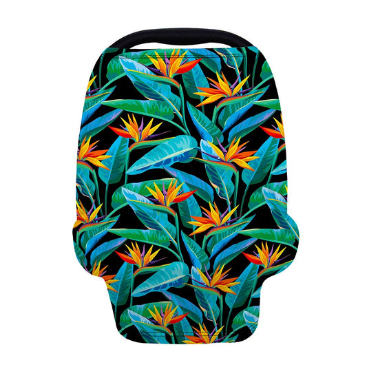 Teal Tropical Pattern Print Baby Seat Cover