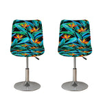 Teal Tropical Pattern Print Bar Stool Covers