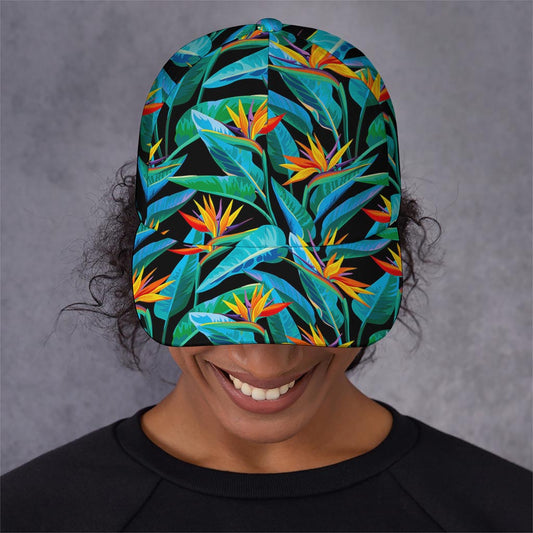 Teal Tropical Pattern Print Baseball Cap