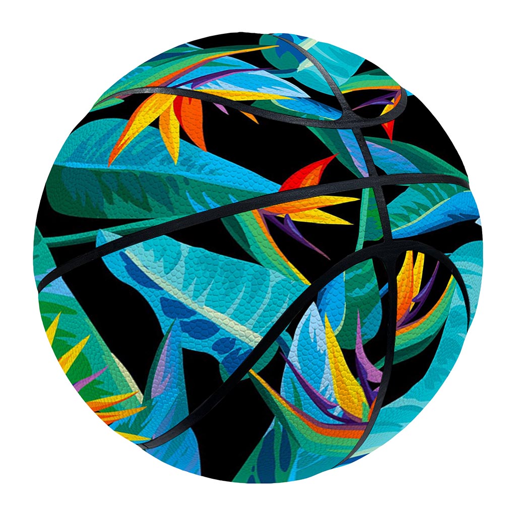 Teal Tropical Pattern Print Basketball