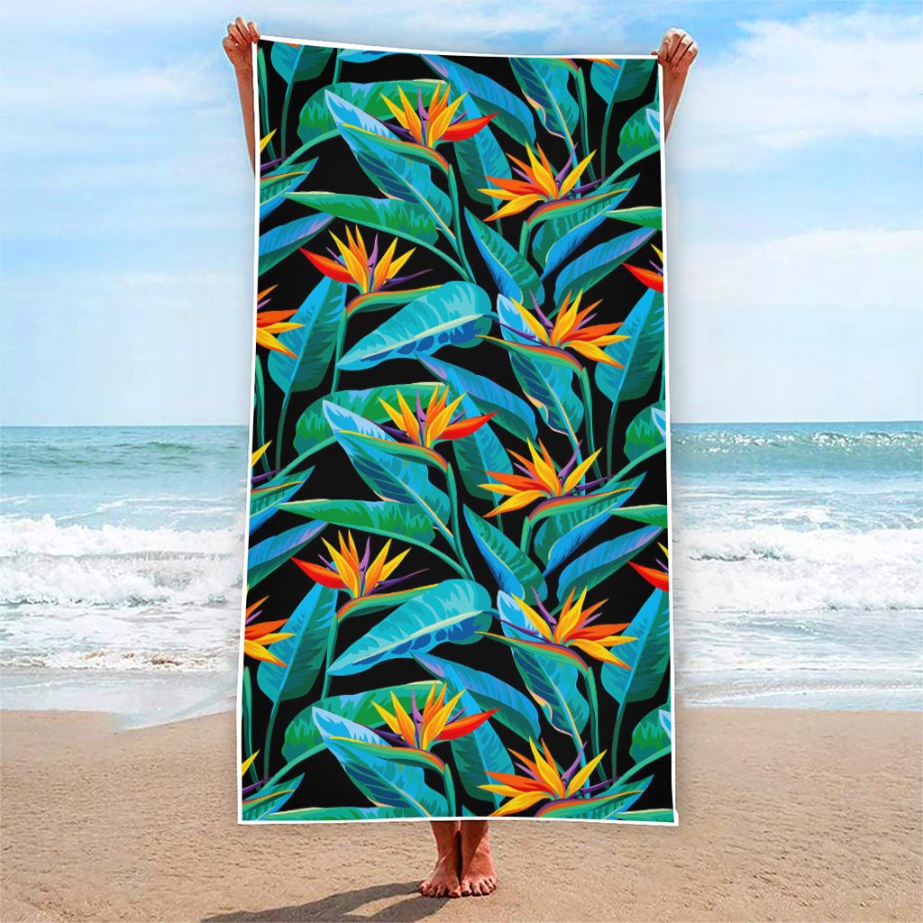 Teal Tropical Pattern Print Beach Towel