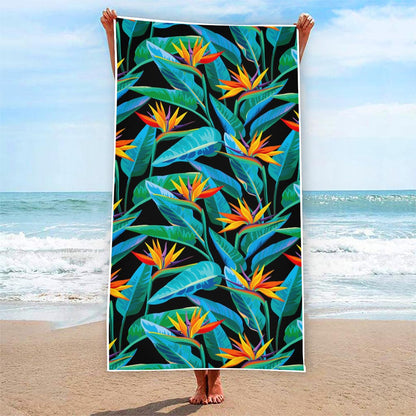 Teal Tropical Pattern Print Beach Towel