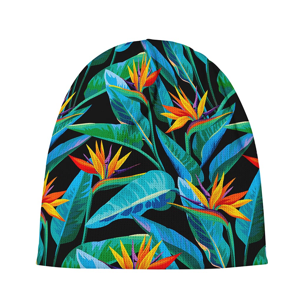 Teal Tropical Pattern Print Beanie