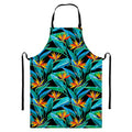 Teal Tropical Pattern Print Bib Apron With Pocket