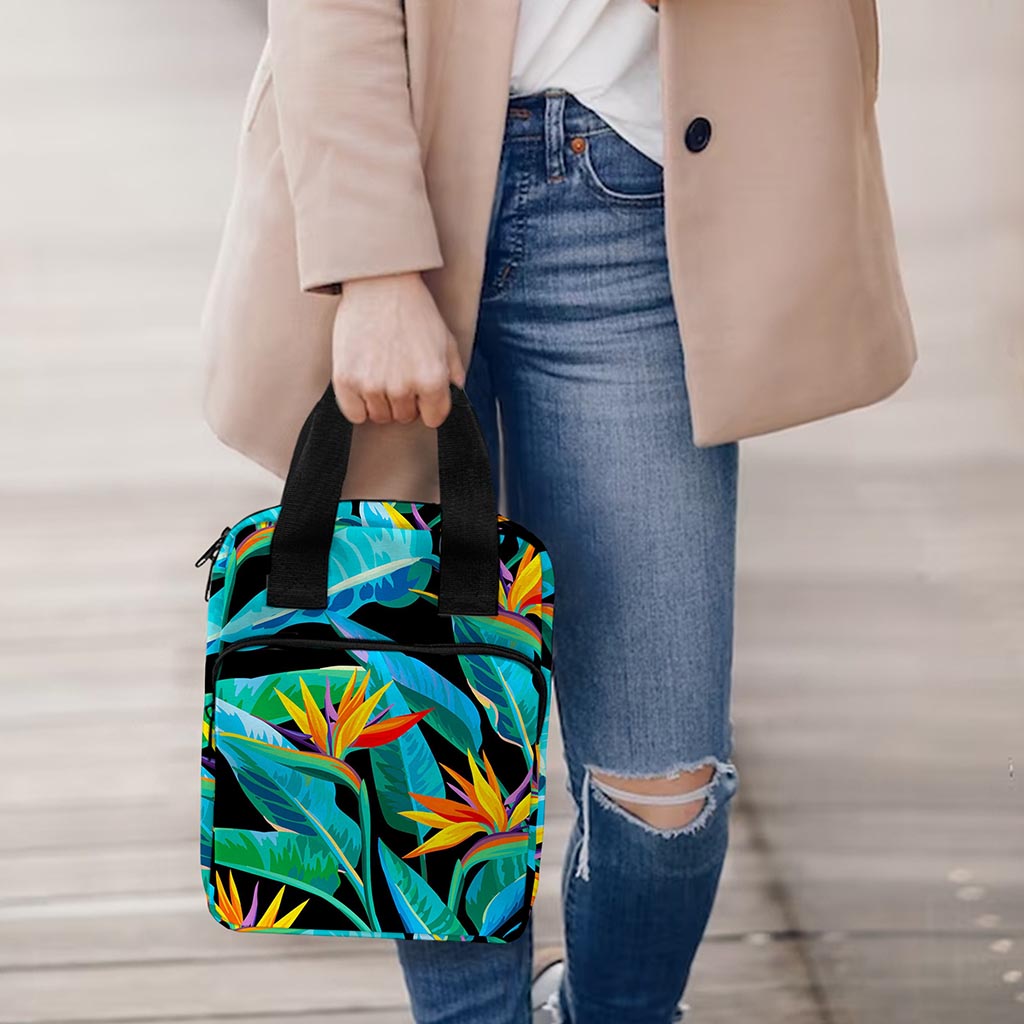 Teal Tropical Pattern Print Bible Tote Bag