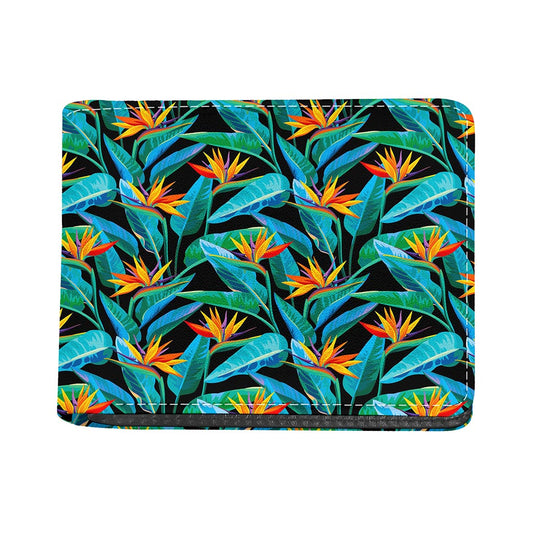 Teal Tropical Pattern Print Bifold Wallet