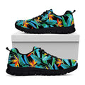 Teal Tropical Pattern Print Black Running Shoes
