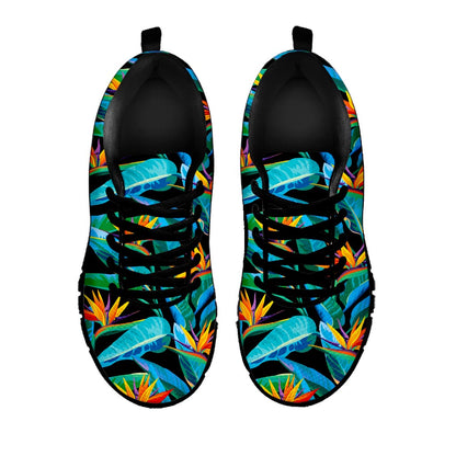 Teal Tropical Pattern Print Black Running Shoes