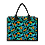 Teal Tropical Pattern Print Canvas Tote Bag