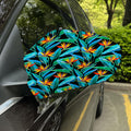 Teal Tropical Pattern Print Car Side Mirror Covers