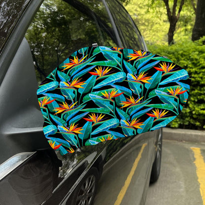 Teal Tropical Pattern Print Car Side Mirror Covers