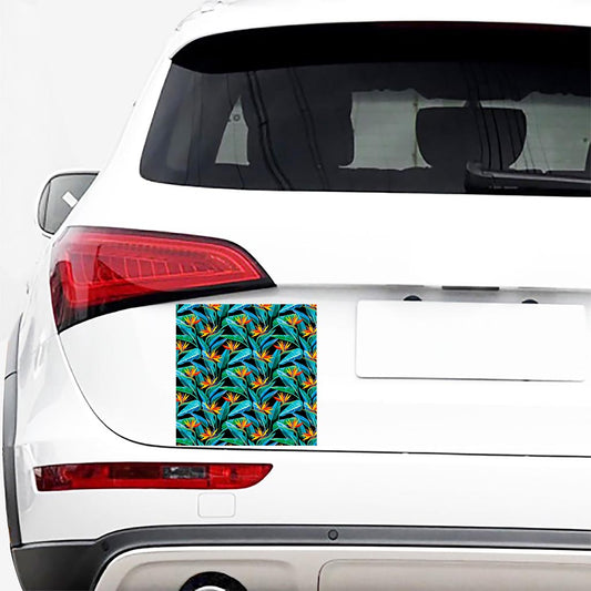 Teal Tropical Pattern Print Car Sticker
