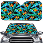 Teal Tropical Pattern Print Car Windshield Sun Shade