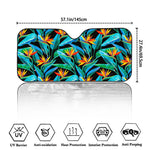 Teal Tropical Pattern Print Car Windshield Sun Shade