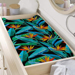 Teal Tropical Pattern Print Changing Pad Cover