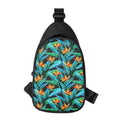 Teal Tropical Pattern Print Sling Bag