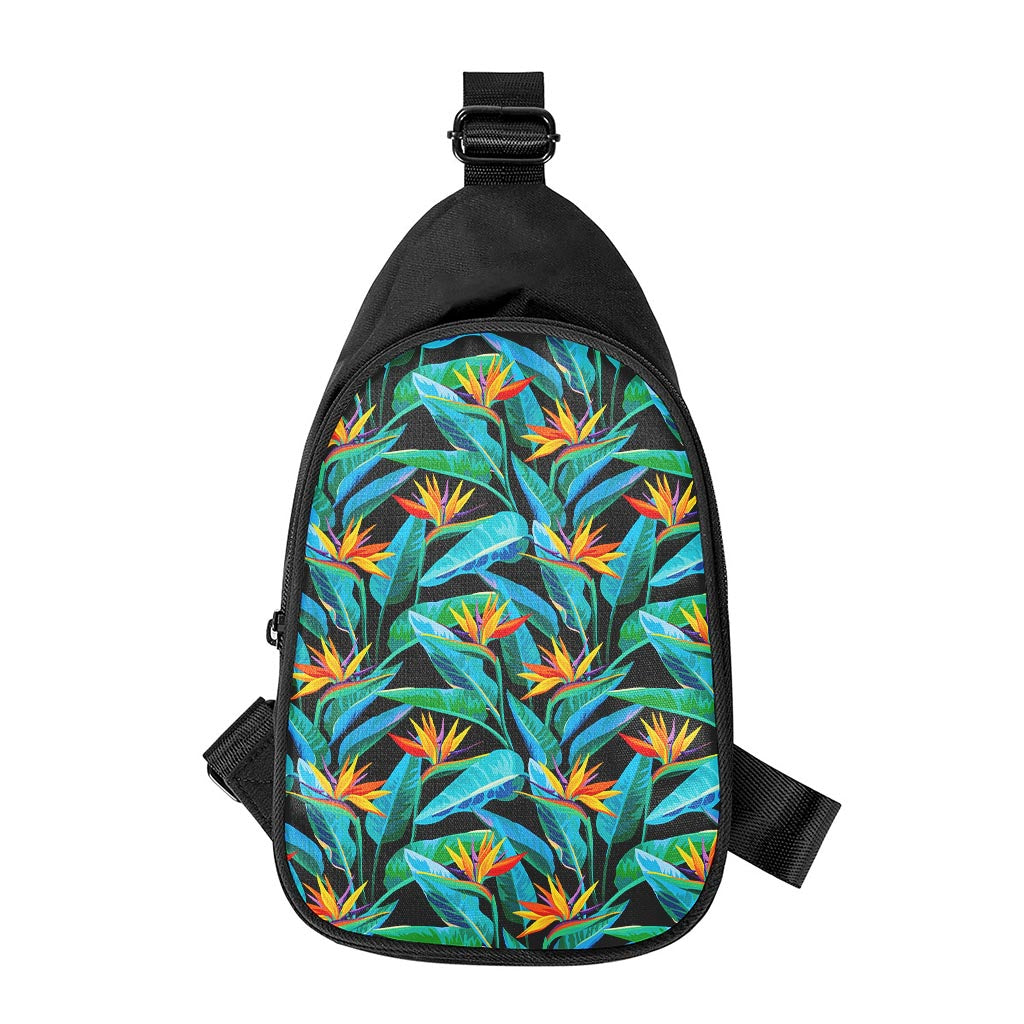Teal Tropical Pattern Print Chest Bag