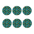 Teal Tropical Pattern Print Coaster Set