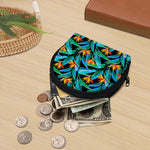 Teal Tropical Pattern Print Coin Purse