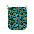 Teal Tropical Pattern Print Collapsible Laundry Basket