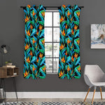 Teal Tropical Pattern Print Curtain