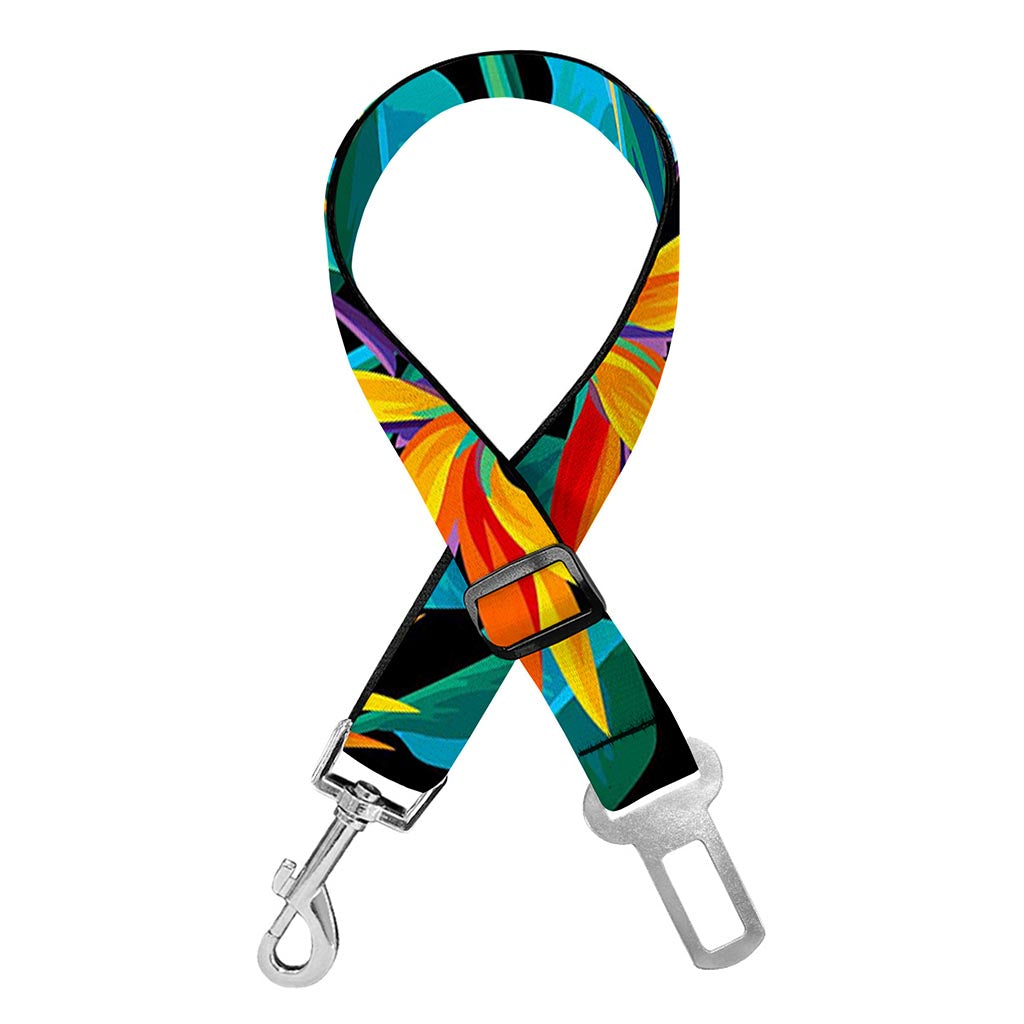 Teal Tropical Pattern Print Dog Seat Belt