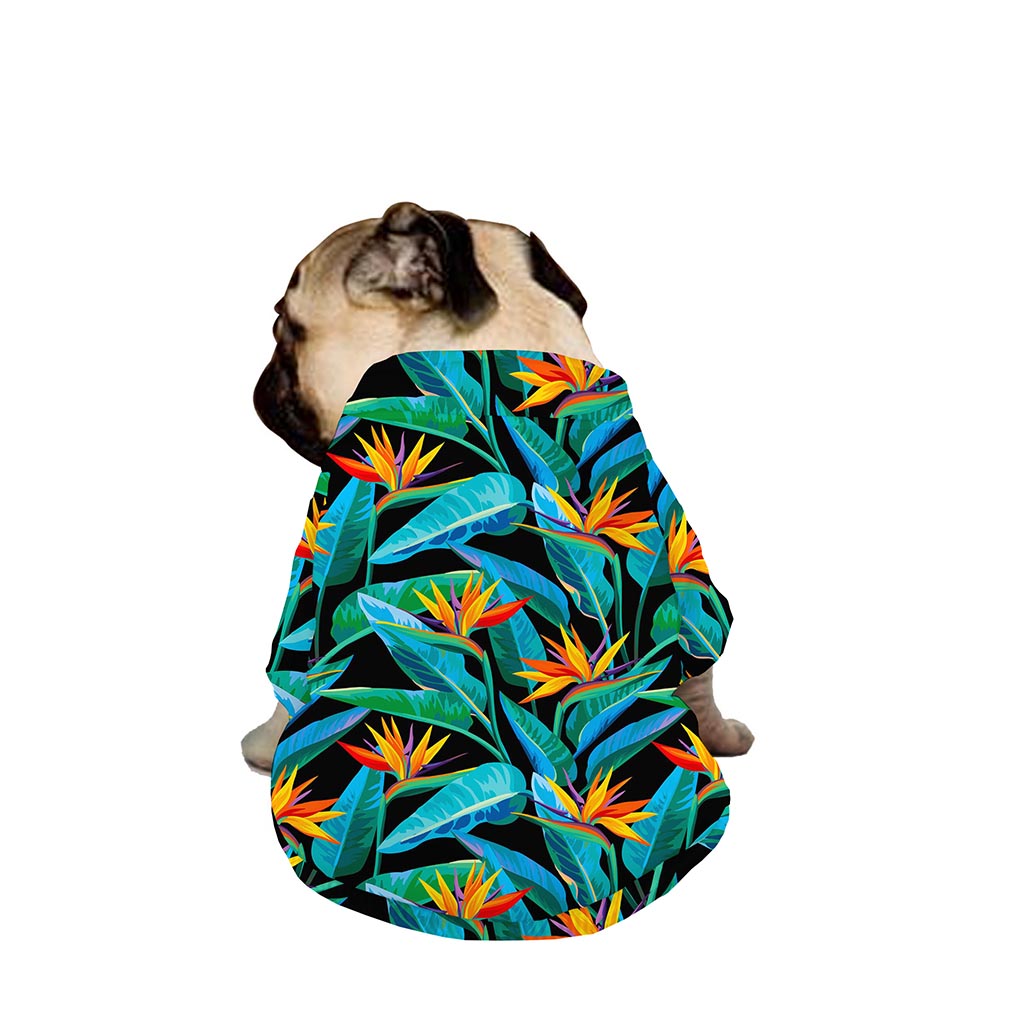 Teal Tropical Pattern Print Dog Zip Up Jacket